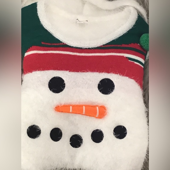 New ⛄️ Born Famous White Christmas Snowman Stretchy Cute Holiday Sweater Dress - Picture 15 of 16